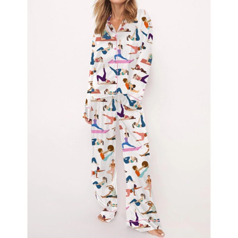 Funny Pilates Satin Pajama Set For Women - Image 3