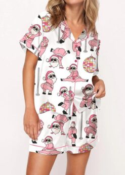 Funny Santa Satin Pajama Set For Women