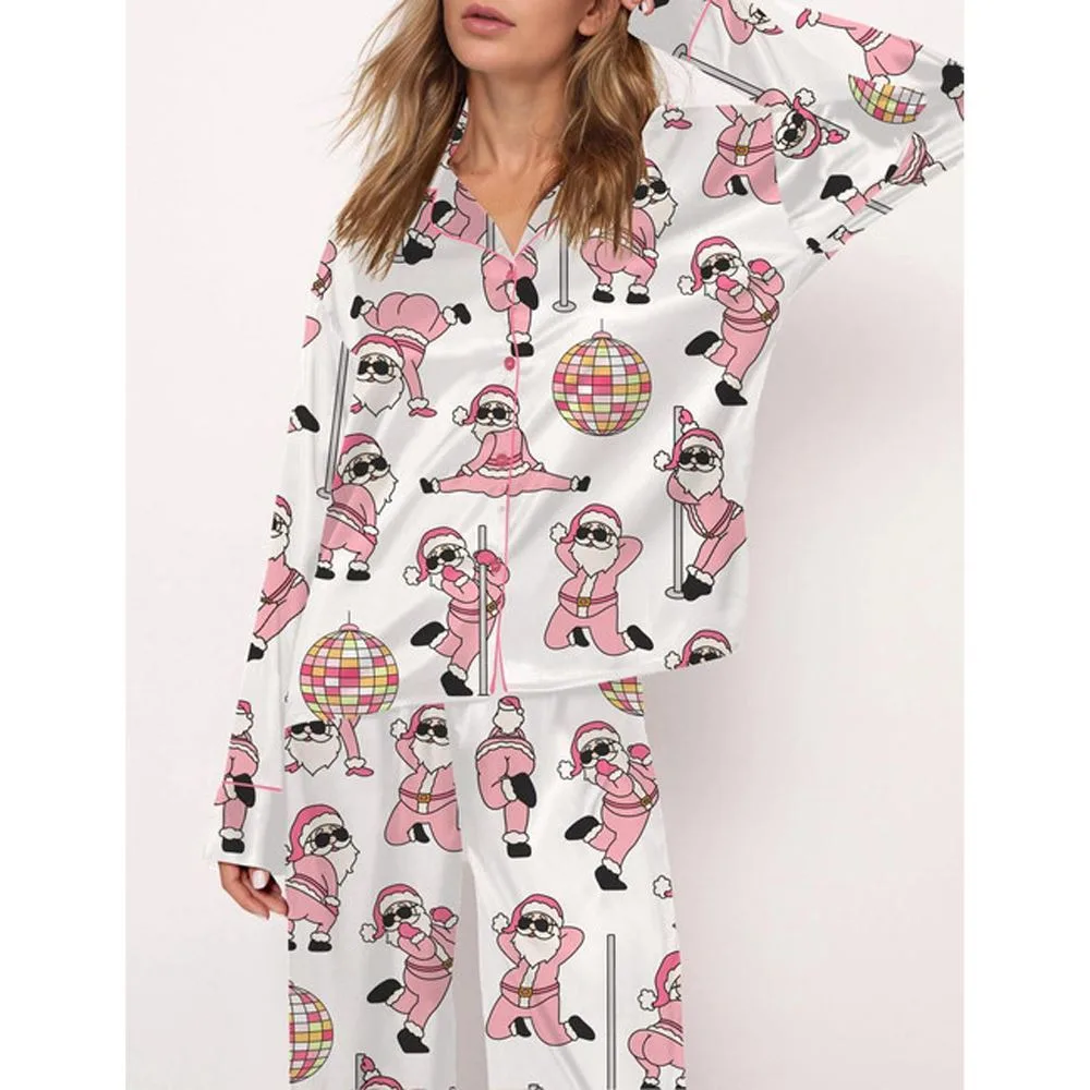Funny Santa Satin Pajama Set For Women - Image 2