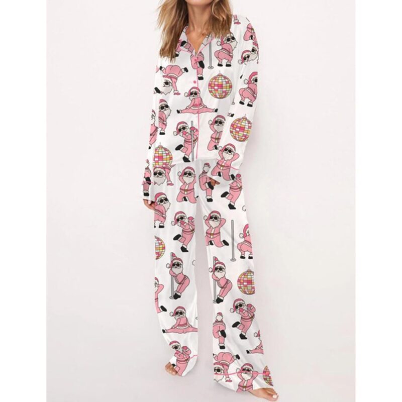 Funny Santa Satin Pajama Set For Women - Image 3