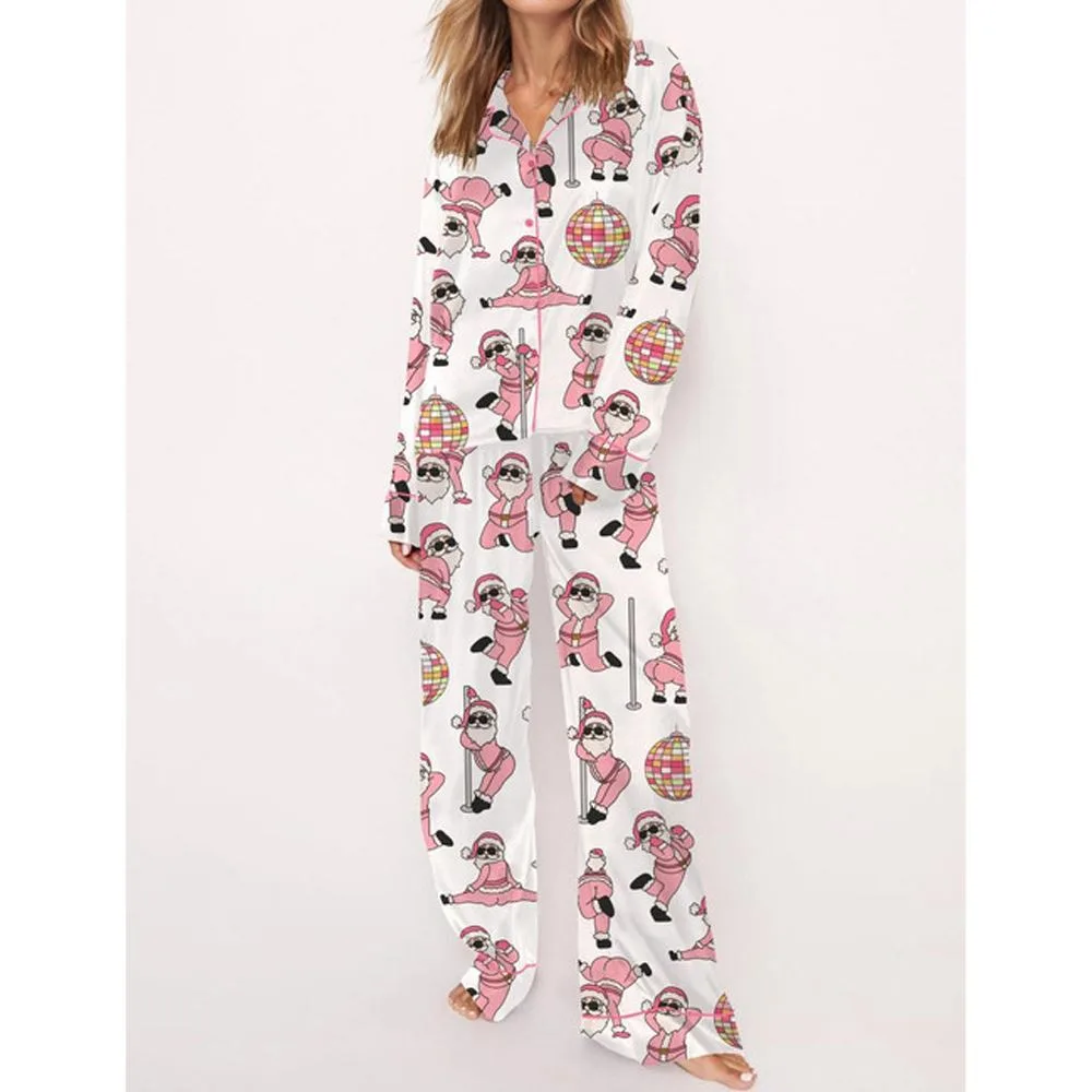 Funny Santa Satin Pajama Set For Women - Image 3
