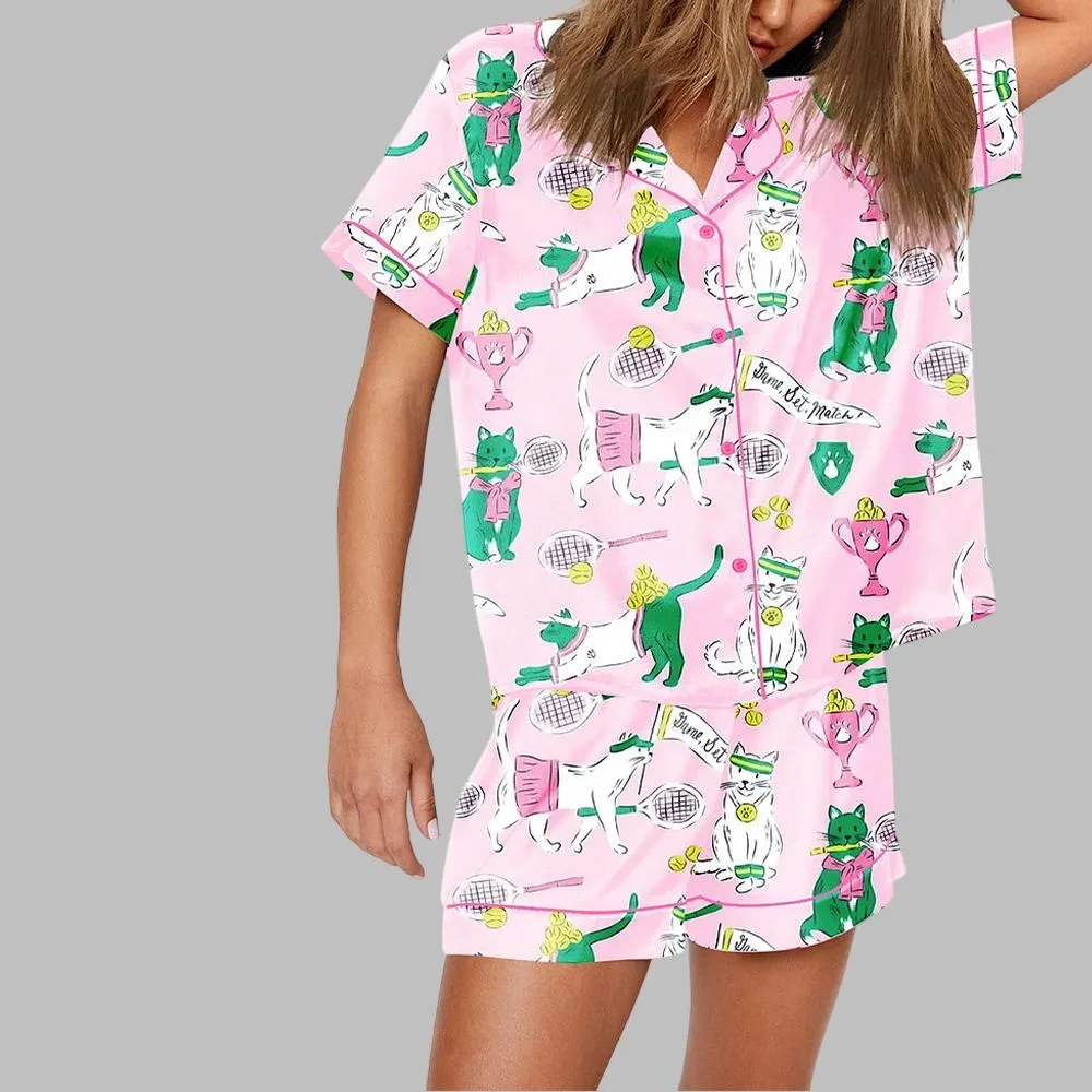 Funny Tennis Cat Pajama Set - Image 2