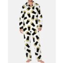G Black Beer Satin Pajama Set For Men