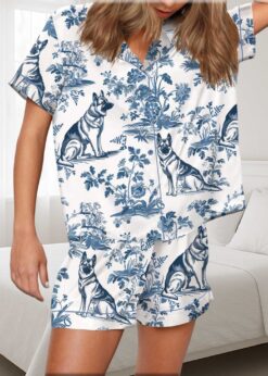 German Shepherd Silky Satin Pajama Set For Women