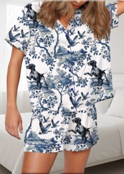German Shorthaired Pointer Silky Satin Pajama Set For Women