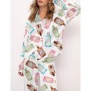 Gin Bottle Satin Pajama Set For Women