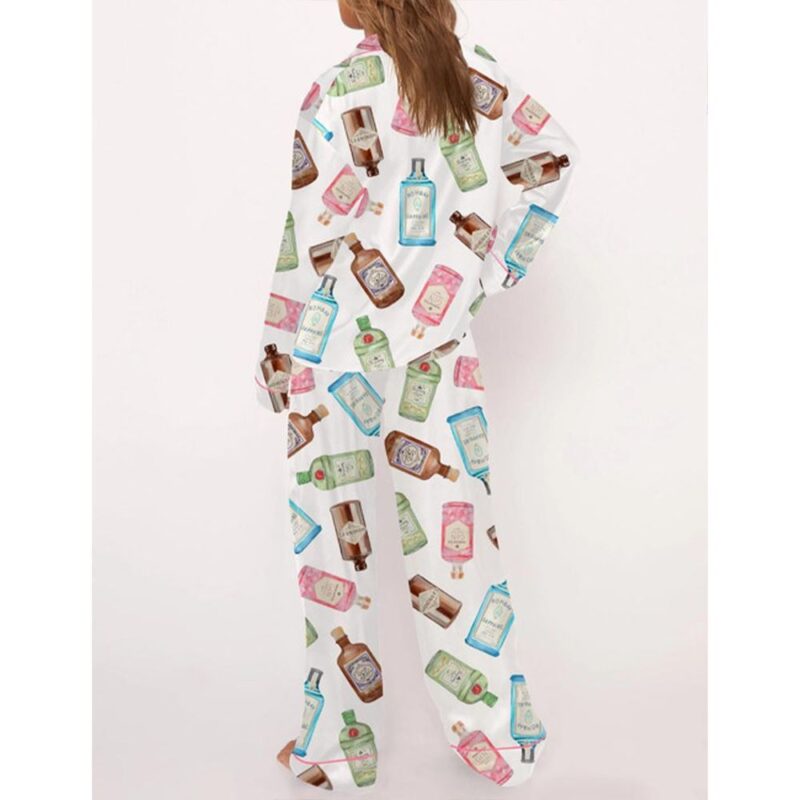 Gin Bottle Satin Pajama Set For Women - Image 4