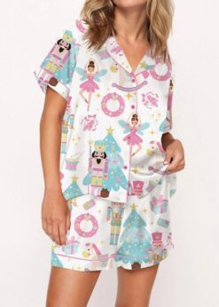 Girly Christmas Nutcracker Ballet Satin Pajama Set For Women
