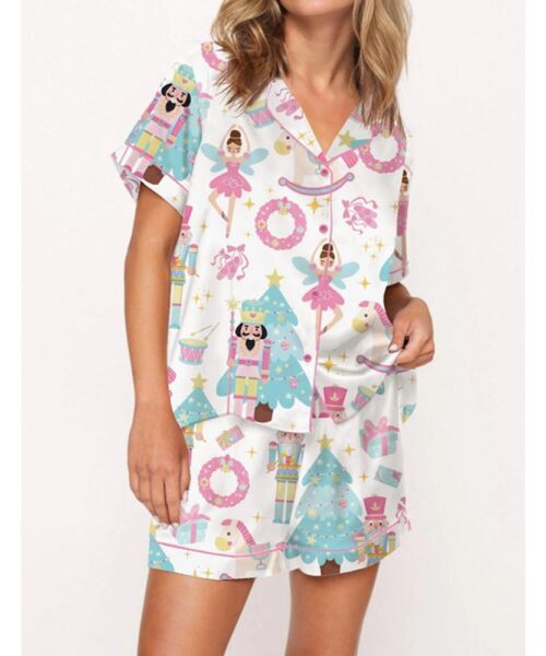 Girly Christmas Nutcracker Ballet Satin Pajama Set For Women