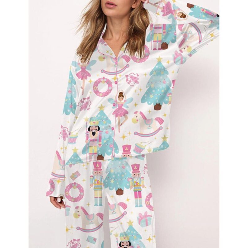 Girly Christmas Nutcracker Ballet Satin Pajama Set For Women - Image 2