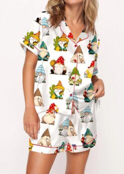 Gnome Satin Pajama Set For Women
