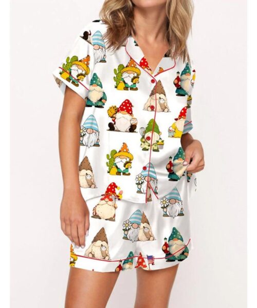 Gnome Satin Pajama Set For Women