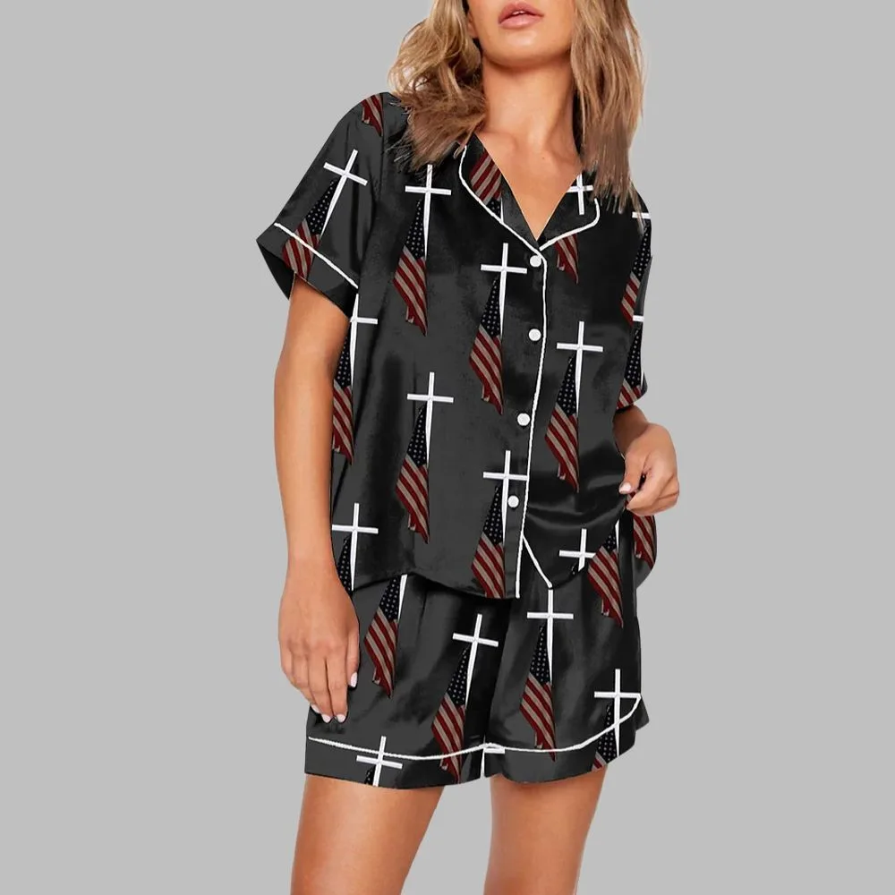 God Bless American Print Pajama Set