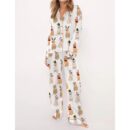 Golden Retriever Christmas Satin Pajama Set For Women