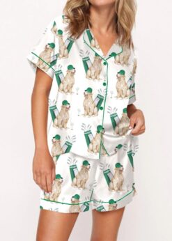 Golden Retriever Golf Satin Pajama Set For Women