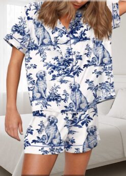 Golden Retriever Silky Satin Pajama Set For Women