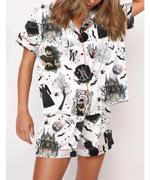 Goth Girl Satin Pajama Set For Women