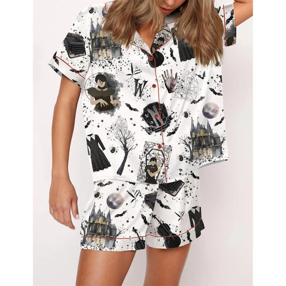 Goth Girl Satin Pajama Set For Women