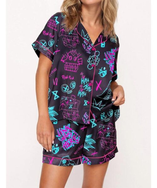 Graffiti Arcane Satin Pajama Set For Women
