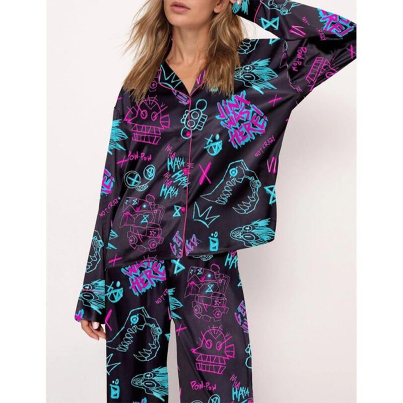 Graffiti Arcane Satin Pajama Set For Women - Image 2