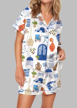 Greece Travel Pajama Set For Womens