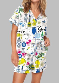 Greece Travel Pajama Set For Women