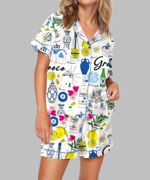 Greece Travel Pajama Set For Women