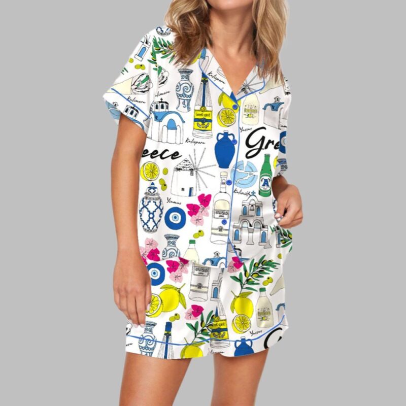 Greece Travel Pajama Set For Women
