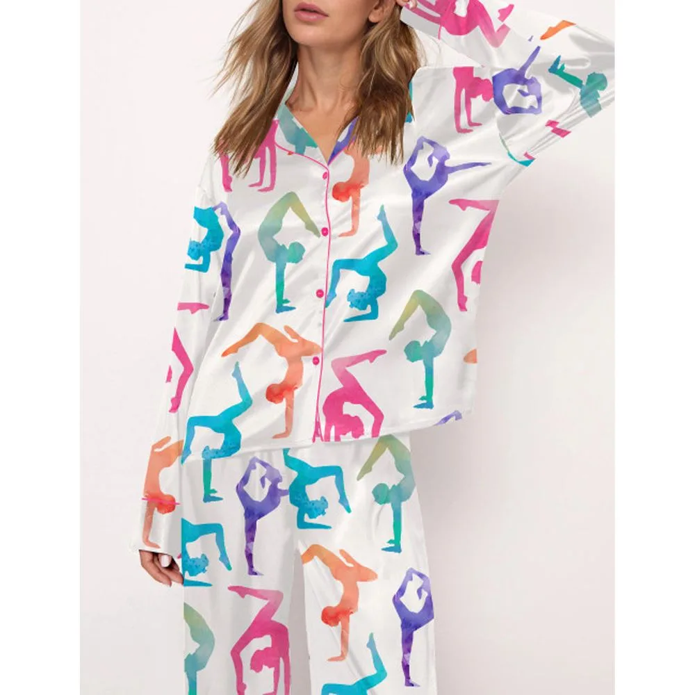 Gymnast Satin Pajama Set For Women - Image 2