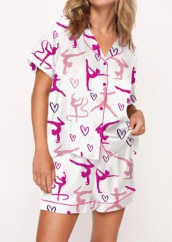 Gymnastics Girl Satin Pajama Set For Women