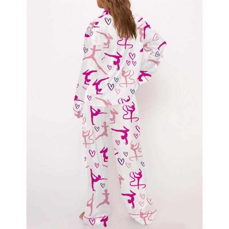 Gymnastics Girl Satin Pajama Set For Women - Image 4