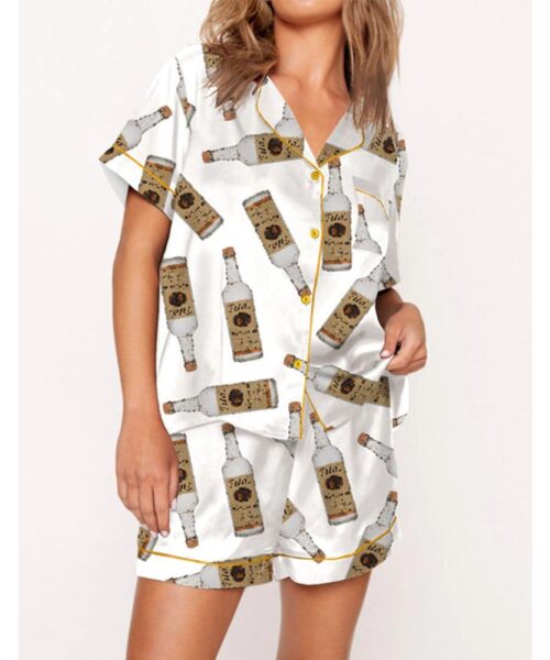 Handmade Vodka Bottle Satin Pajama Set For Women