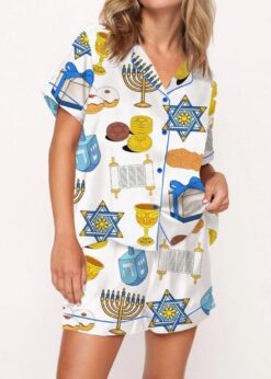Hanukkah Satin Pajama Set For Women