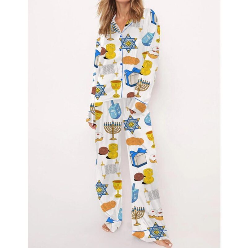 Hanukkah Satin Pajama Set For Women - Image 3