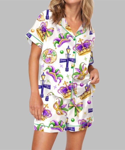 Happy Mardi Gras Pajama Set For Women