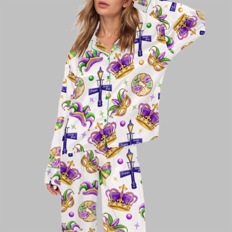 Happy Mardi Gras Pajama Set For Women - Image 2