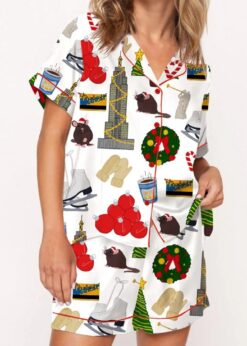 Holiday In New York Satin Pajama Set For Women