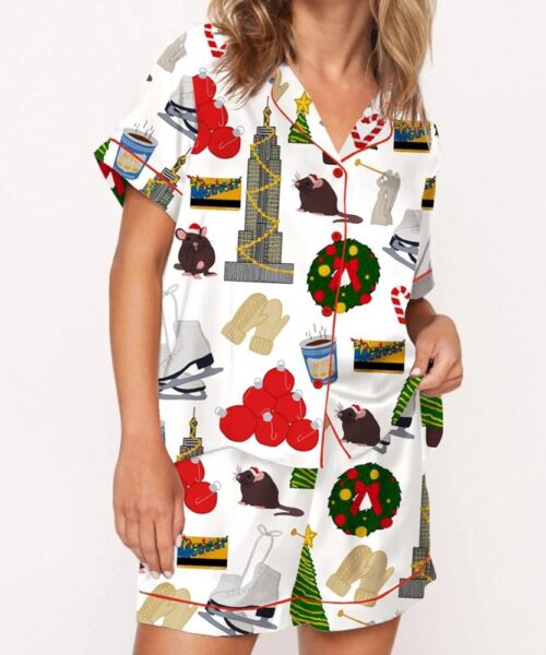 Holiday In New York Satin Pajama Set For Women
