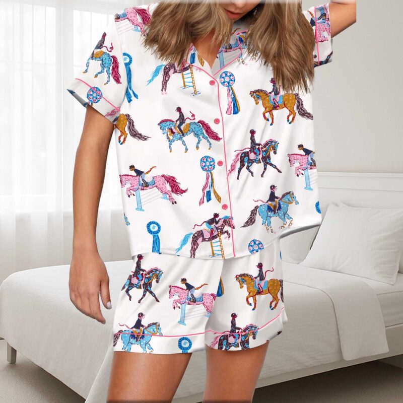 Horse Girls Silky Satin Pajama Set For Women