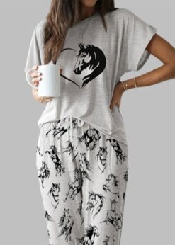 Horse Lover Casual Pajama Set For Women