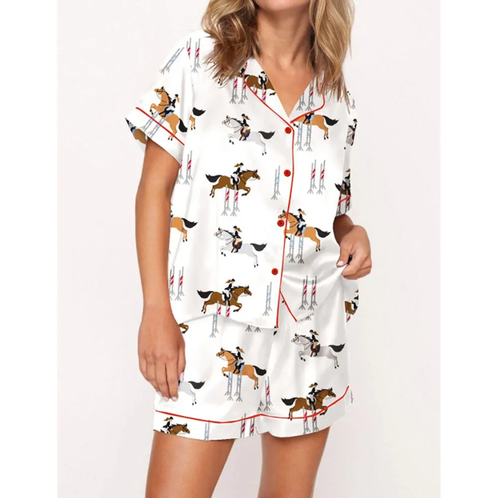 Horse Lovers Satin Pajama Set For Women