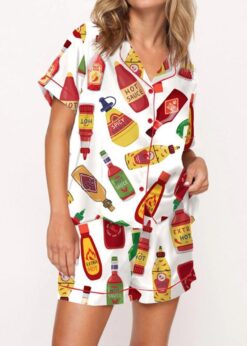 Hot Sauce Satin Pajama Set For Women