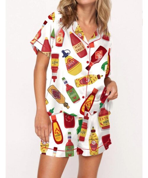 Hot Sauce Satin Pajama Set For Women