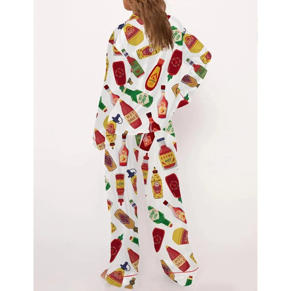 Hot Sauce Satin Pajama Set For Women - Image 3