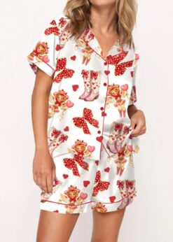 Howdy Cupid Valentine Satin Pajama Set For Women