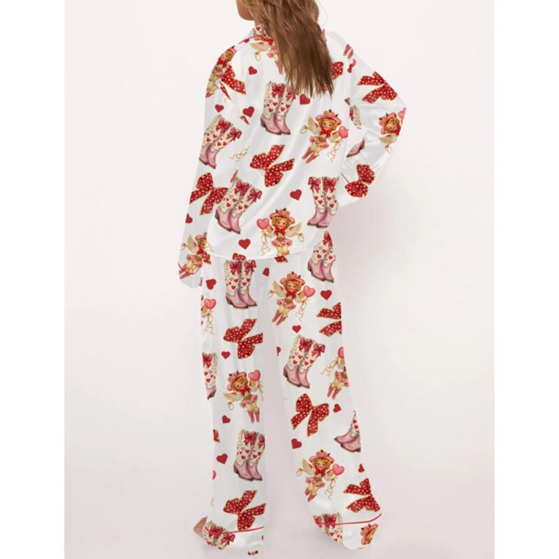 Howdy Cupid Valentine Satin Pajama Set For Women - Image 3