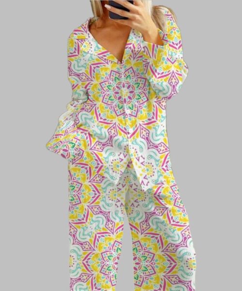 Polygonal Symmetrical Geometric Pajama Set