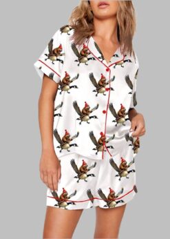 Elbows Up We Are Canadian Angry Beaver Flying Goose Bumper Print Pajama Set