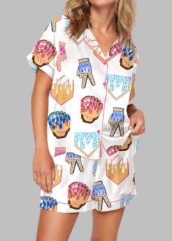 Ice Cream Baseball Pajama Set For Women