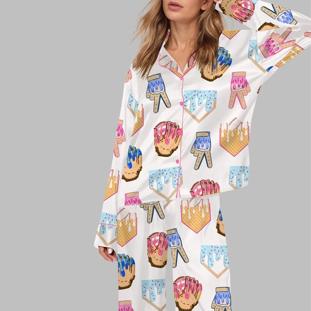 Ice Cream Baseball Pajama Set For Women - Image 2